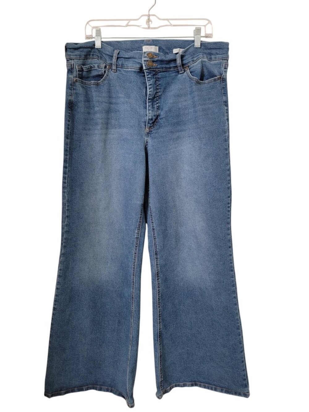 Sofia by Sofia Vergara Size 16 Margot Wide Leg Jeans, Medium Light Wash